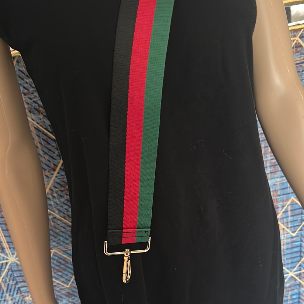 Ahdorned Red Green Black Striped Strap